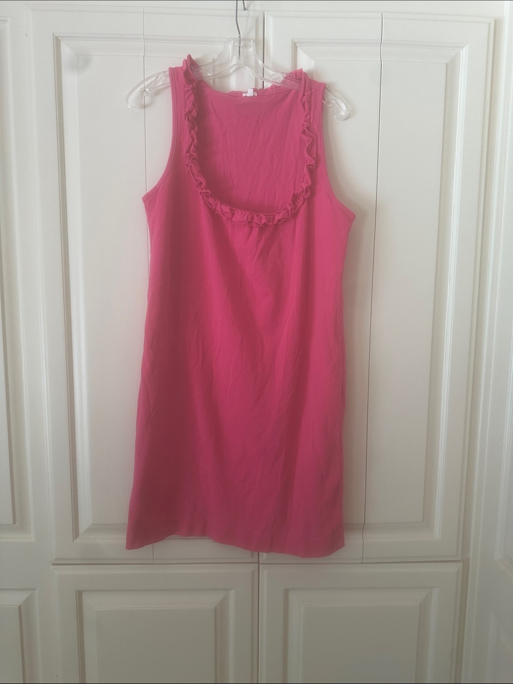 J. Crew Hot Pink Ruffle-Trim Midi Dress